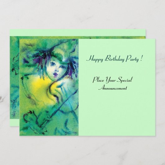 INVITATION CLOWN EN VERT (Devant / Derrière)