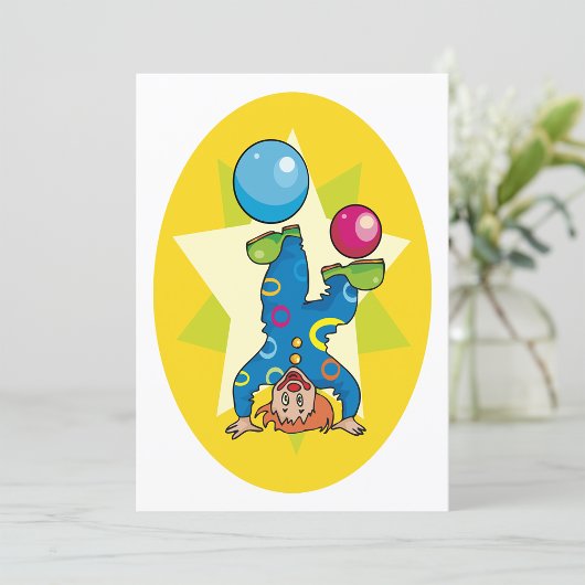 Invitation Clown Équilibrant des Balles Amusant Cirque