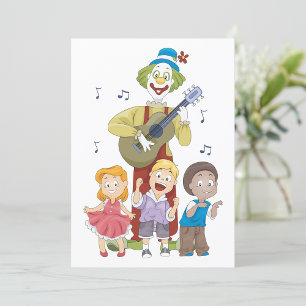 Invitation Clown Jouant La Guitare