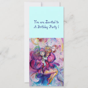 Invitation CLOWN MUSICAL, rose bleu