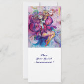 Invitation CLOWN MUSICAL, rose bleu blanc (Dos)