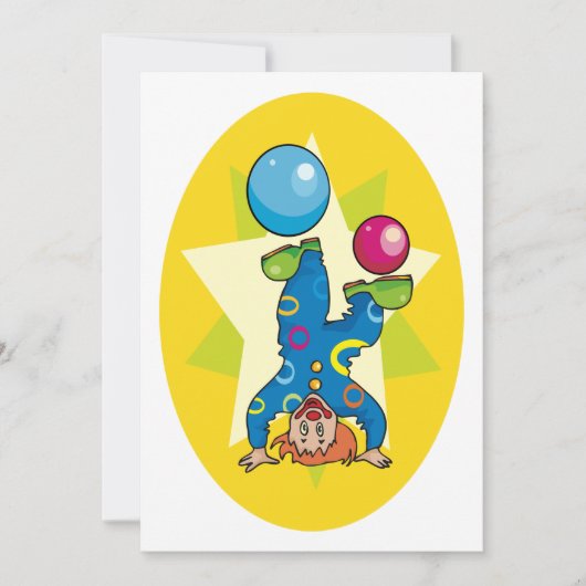 Invitation Clown sur sa tête (Devant)