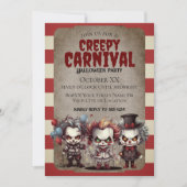 Invitation Clowns effrayants Fête du Carnaval d'Halloween (Devant)