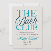 Invitation Club Bach Simple Moderne Fête de Bachelorette Bleu (Devant)