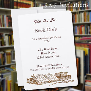 Invitation Club de lecture Art Vintage Personnalisé 5x7'