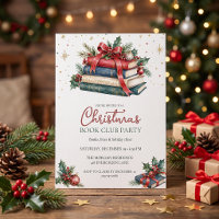 Club de lecture de Noël Fête Livre aquarelle et nœ