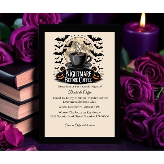 Invitation Club de lecture Halloween Nightmare Before Coffee