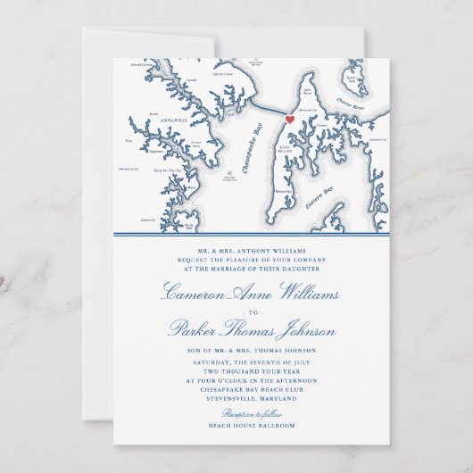 Invitation Club de plage officiel de Chesapeake Bay Mariage b (Devant)