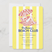 Invitation Club de plage Retro Yellow Stripes (Devant)