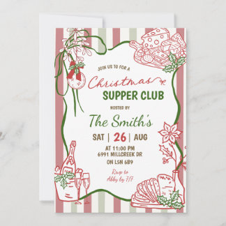 Invitation Club de souper de Noël écrit à la main Doodle