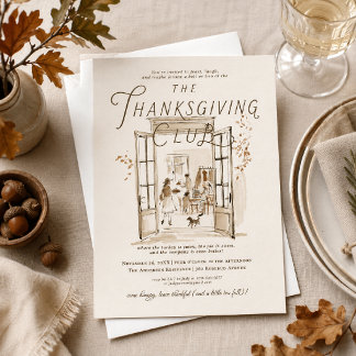 Invitation Club de Thanksgiving Rassemblement à l'aquarelle