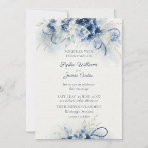 Invitation Club de Yacht Hydrangea Côtière Navy et Verre de M