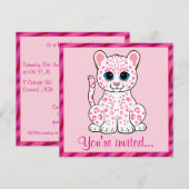 Invitation Club léopard en rose (Devant / Derrière)