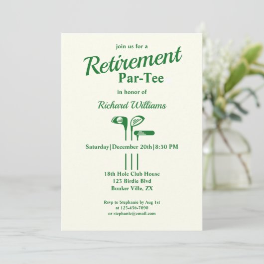 Invitation Clubs de golf de retraite à thème Par Tee (Debout devant)