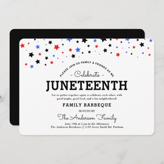 Invitation Cluster d'étoiles | JunetDix Fête BRB In (Devant / Derrière)
