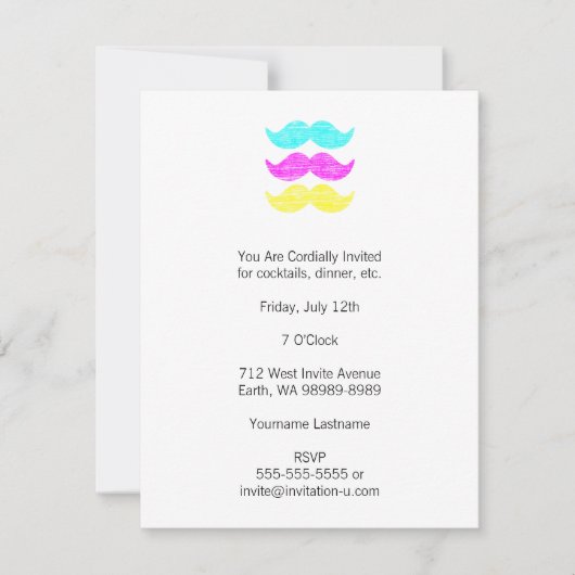 Invitation CMY Mustaches (style presse-lettres) (Devant)