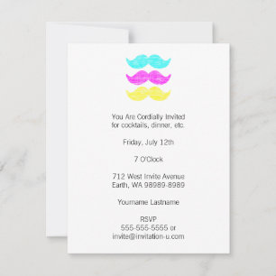 Invitation CMY Mustaches (style presse-lettres)
