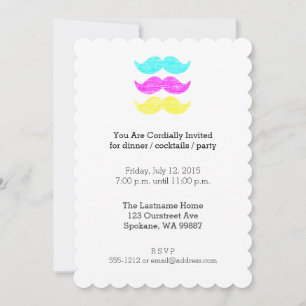 Invitation CMY Mustaches (style presse-lettres)
