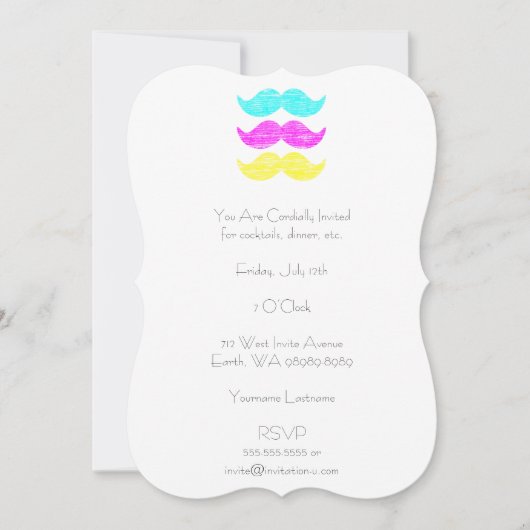 Invitation CMY Mustaches (style presse-lettres) (Devant)