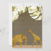 Invitation Co-ed Baby shower Gold Safari Jungle Animaux (Dos)