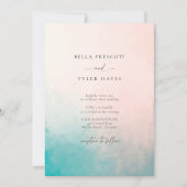 Invitation Coastal Abstract Coral Blue Ocean Elegant Wedding (Devant)