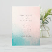 Invitation Coastal Abstract Coral Blue Ocean Elegant Wedding (Debout devant)