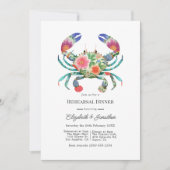 Invitation Coastal Beach Floral Nautical Rehearsal Dinner (Devant)