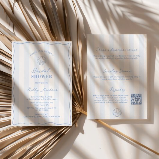 Invitation Coastal Blue And White Bridal Shower