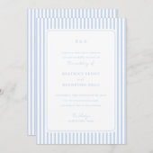 Invitation Coastal Blue Classic Stripes Minimalist Wedding (Devant / Derrière)