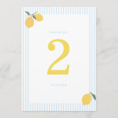 Invitation Coastal Blue Lemon Amalfi Wedding Table Number (Devant)