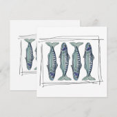 Invitation Coastal Blue Mackerel Seamless Ocean Fish Pattern (Devant / Derrière)