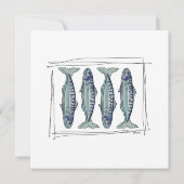 Invitation Coastal Blue Mackerel Seamless Ocean Fish Pattern (Dos)