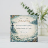 Invitation Coastal Blue Maritime Birthday Party (Debout devant)