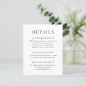 Invitation Coastal Blue Minimalist Elegant Wedding Details (Debout devant)
