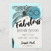Invitation Coastal Chic 50 and Fabulous Birthday Aqua (Devant / Derrière)