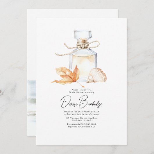Invitation Coastal Chic Autumn - Fall Bridal Shower (Devant / Derrière)