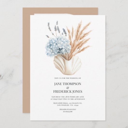 Invitation Coastal Chic Autumn - Fall Wedding Photo QR Code (Devant / Derrière)