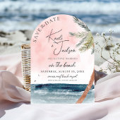 Invitation Coastal Chic Beach Photo Wedding Enregistrer la da