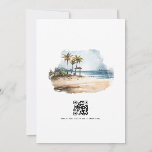 Invitation Coastal Chic Beach Wedding QR Code (Dos)