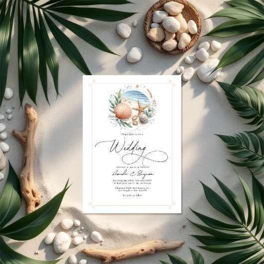 Invitation Coastal Chic Beach Wedding QR Code
