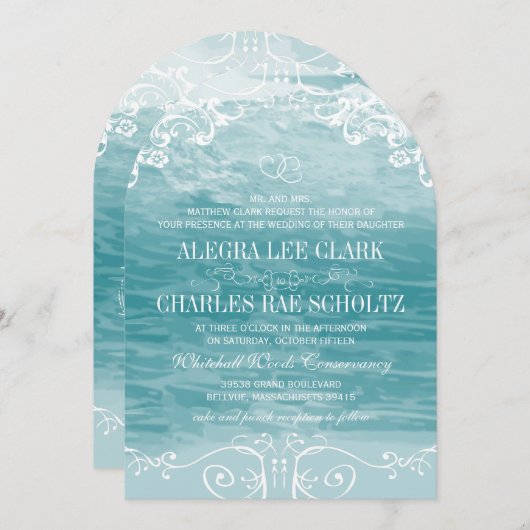 Invitation Coastal Chic Destination Plage Mariage (Devant / Derrière)