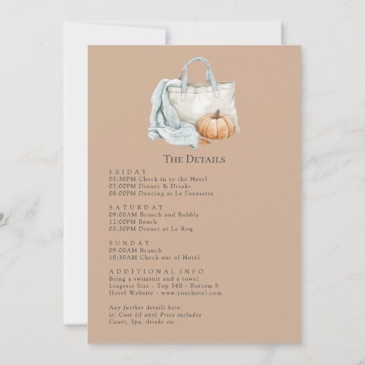 Invitation Coastal Chic Fall Beach Club Bachelorette Weekend (Dos)