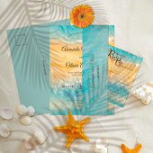 Invitation Coastal Chic Golden Sand Turquoise Mariage d'eau
