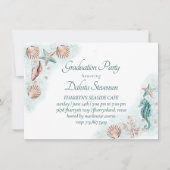 Invitation Coastal Chic | Graduation Turquoise et corail Reef (Devant)
