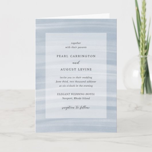 Invitation Coastal Chic Muted Blue Mariage élégant (Devant)