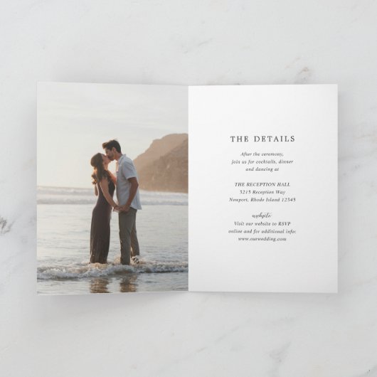 Invitation Coastal Chic Muted Blue Mariage élégant (Intérieur)