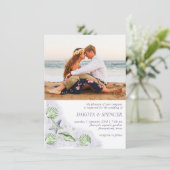 Invitation Coastal Chic | Photo de Mariage vert pourpre et ci (Debout devant)