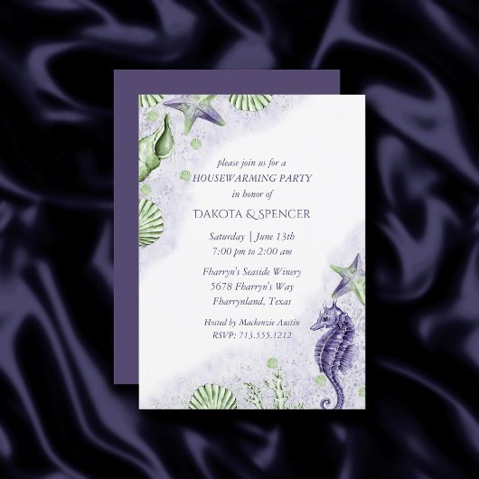 Invitation Coastal Chic | Purple and Green Houcliers Party