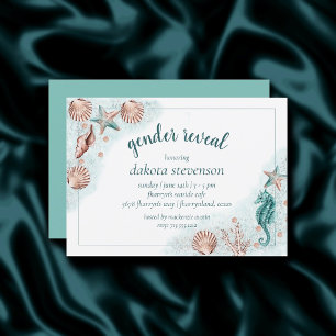 Invitation Coastal Chic   Turquoise et Coral Terra Cotta Douc