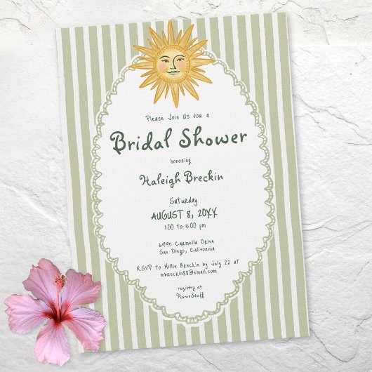 Invitation Coastal Chic Whimsical Sun Palm Bridal Shower